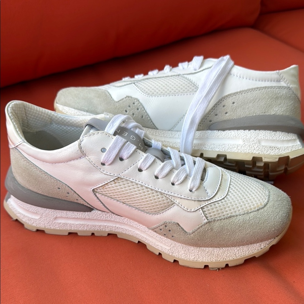 M. Gemi White and Gray Sneakers with Minimalist Design